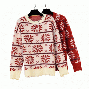 Ново пристигане Нов свободен лист жакард върхове плетени пуловери пуловер за дами