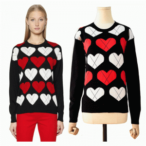 Дамски пуловери от жакард по поръчка на сърце трикотажни