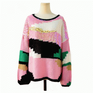 2019 Ръчно изработени шевни апликации за пайети есен зимен мохерен пуловер