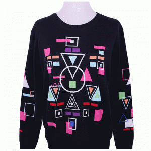 Многоцветен геометричен дамски жакардов пуловер 2018