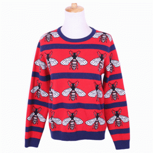 Персонализирани OEM пчелни жакардови дамски плетени пуловери пуловери Dongguan Knit Factory