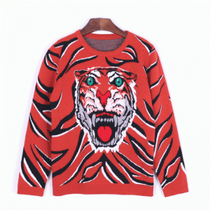 По поръчка OEM тигър глава жакард зима дебел вълнен трикотажен моден пуловер пуловер