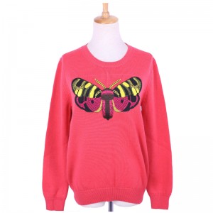 Пъстра пуловерна пуловерна пуловерна пуловерна плетена пеперуда за дами
